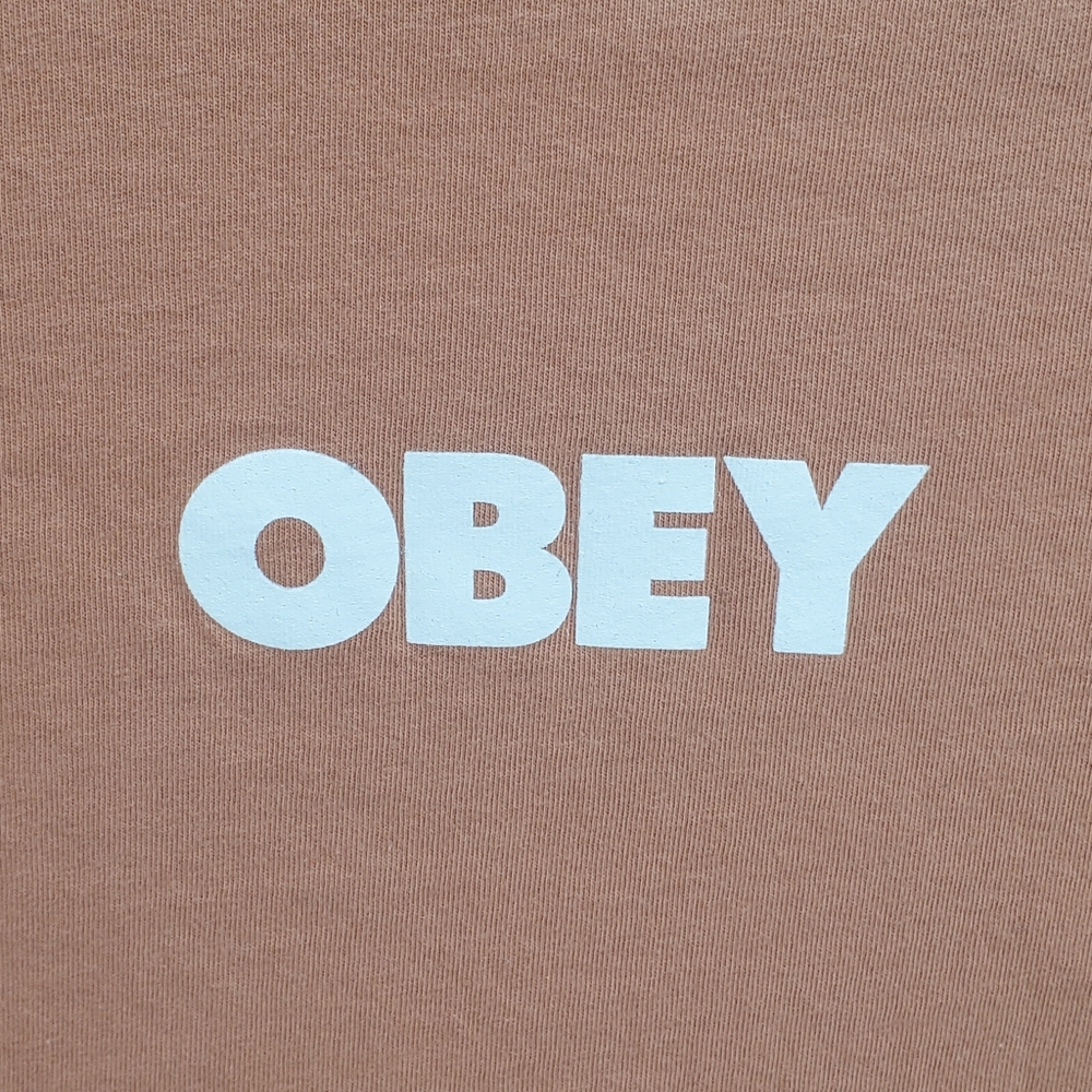 ♡ Obey Women's Blush Pink Short Sleeve Crop Top Size Medium - Picture 2 of 6